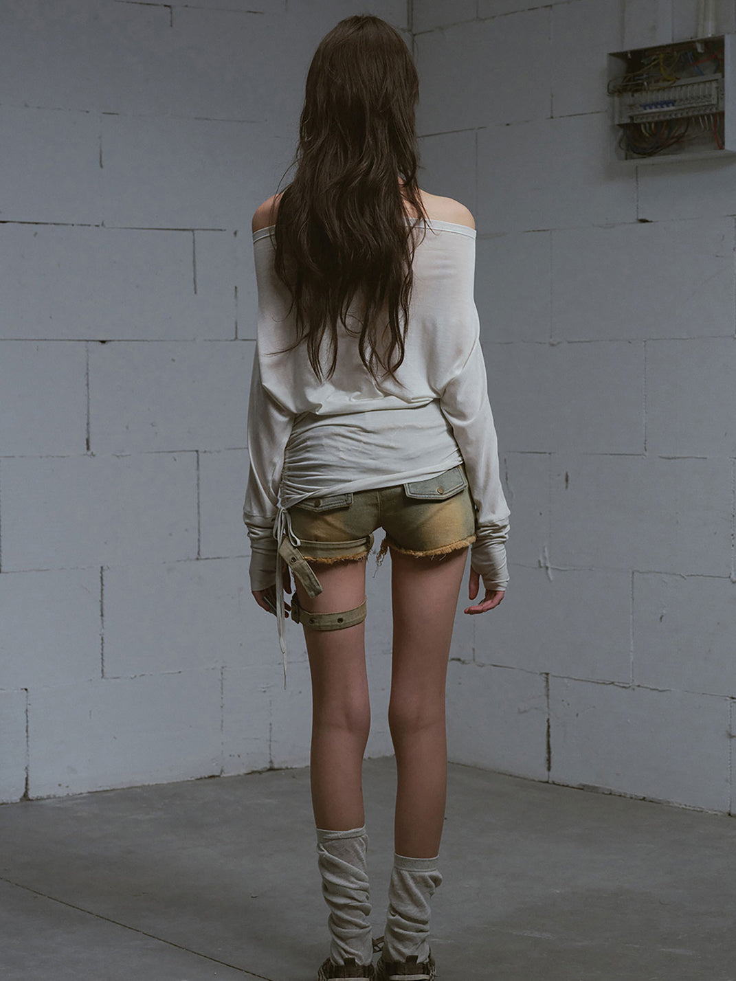 CestNous|Women's Washed Lace-Up Denim Shorts - PSYLOS 1, CestNous|Women's Washed Lace-Up Denim Shorts, Denim Shorts, CestNous, PSYLOS 1